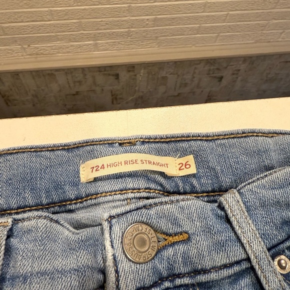 Levi's Blue Straight Leg Jeans with Distressed Knees - Picture 3 of 4